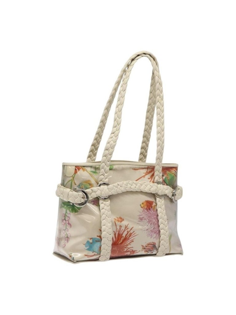 Authentic Salvatore Ferragamo Shoulder Bag Vinyl White